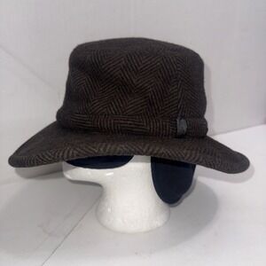 Tilley Tech Winter Hat Tuckaway Earlaps Brown Wool Outdoor Model TW2 Preowned